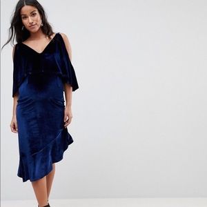ASOS MATERNITY Velvet Midi Dress/ Asymmetric Hem